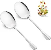 JIEYAO Set of 2 Stainless Steel Serving Spoons, 25 cm Large Cooking Spoons, Stainless Steel Serving Spoons with Long Handles, Serving Cutlery, Salad Spoon, Sauce Spoon for Banquet, Buffet, Restaurant,