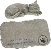 Happyyami Pet Memorial Cat Statue Cat Tribute Statue Resin Cat Memorial Stone for Garden