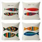 Colorful Sea Animal Fish Cushion Case Pattern Cushion Cover Pillowcase Chair
