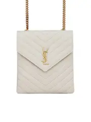 Saint Laurent Double Flap Bag in Quilted Lambskin in Blanc Vintage