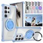 For Samsung S24 S23 FE S22 Note 20 Ultra Mag Safe Case 360° Rotatable Ring Stand