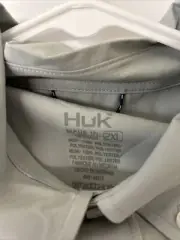 HUK Next Level Performance Fishing Shirt Short Sleeve Button Up Gray Mens XXL