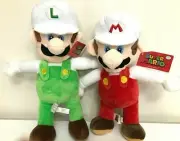 Set of 2 Nintendo Super Mario. Luigi & Mario Fire Soft Plush 12" New Toys