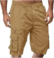 [Generic] Cargo Shorts for Men Casual Drawstring Stretch Lightweight Work Shorts Elastic Waist Summer Hiking Pants