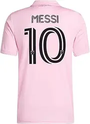 [adidas] Men's Soccer Messi #10 Inter Miami CF 22/23 Home Jersey - Proudly Represent with Pink Home Kit,100% Recycled Materials
