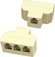 NECABLES (2 Pack) Phone Splitter 3 Way Telephone Adapter RJ11 6P4C 1 Female to 3 Females for Landline and Fax Ivory