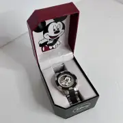Disney Women's Mickey Mouse Watch w/Silver Black Links New in Box - Untested