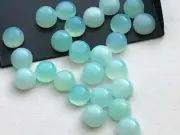 12mm Blue Chalcedony Cabochon Plain Round Flat Back Cabochons, Light Blue