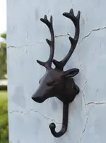 格嘉睿爾 歐美鄉村復古鑄鐵工藝品鐵藝掛鉤墻掛壁飾鹿頭裝飾掛鉤
