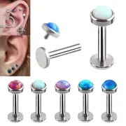 16G OPAL Ear Stud Piercing Lip Labret Nose Eyebrow Surgical Steel Body Jewellery