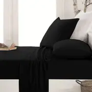 Micro Flannel Sheet Set Black Single