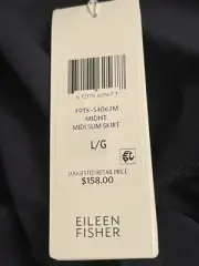 Eileen Fisher Midi Skirt Slim Navy Midnight F9TK-S4063M Sz L ~ NWT