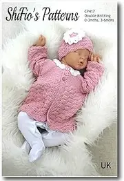 Crochet Pattern for Baby Jacket and Matching Bonnet, Baby Cardigan Crochet Pattern, 0 to 3 Months and 3 to 6 Months, UK Terminology, Double Knitting, CP417