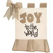 Burton + Burton Burlap and Cream Joy to The World Indoor Flag