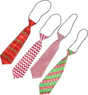 [KESYOO] 4pcs Christmas children's tie funny corbatas para niños stocking stuffers mrs claus accessories boy xmas ties tie for boys Christmas Tie baby toddler Merry Christmas Polyester Yarn