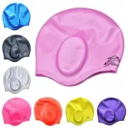 Men Women Swimming Cap Ear Protection Waterproof Silicone Swim Pool Hat