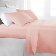 Single Size Light Pink 1000TC Egyptian Cotton Sheet Set