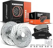 A-Premium 10.87 inch (276mm) Front Drilled and Slotted Disc Brake Rotors + Ceramic Pads Kit Compatible with Select Chevy Models - Cruze 2011-2015, Cruze Limited 2016, Sonic 2012-2017, 6-PC Set