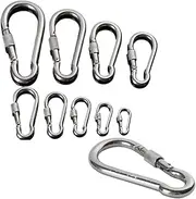 Snap Hooks 304 Silver Stainless Steel Lock Ring Snap Hook Carabiner Spring Snap Quick Link Outdoor Climbing Gear Equipment