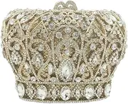 [Boutique De FGG] Crown Minaudiere Crystal Clutch Purse for Women Evening Bags Party Dinner Rhinestone Handbags