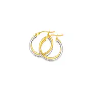 9ct Gold Two Tone 15mm Double Hoop Earrings