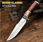 Large Bowie Knife Fixed Blade Knife Hunting Collectors Outdoors Wood Handle GS92
