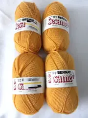 Bernat Sesame Yarn 4 Skeins 3.5oz ea Curry 50% Wool 50% Polyester Dye Lot A NOS