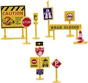 CORHAD 1Set Miniature Traffic Sign Road Block Decoration for Educational for Creative Play and Traffic Knowledge for Construction Play with Diggers