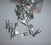 50 #8 12-10 Ga AWG Gauge Non-Insulated Spade Fork Terminal Connector Uninsulated