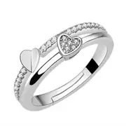 3PCS Copper Jewelry Open Ring Woman Fashion Retro Heart Shape Adjustable Ring