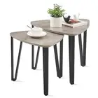 Nesting Coffee Tables, End Tables for Living Heather Greige + Black Set of 2