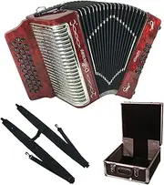 Alacran AL3112 Accordion Package: 31 Button, 12 Bass Accordion with Rigid Case and Adjustable Straps (Sol/GCF, Red Pearl)