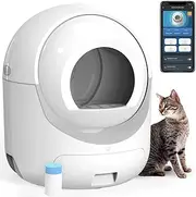 Self Cleaning Cat Litter Box, 60L+10L Extra Large Automatic Cat Litter Box with APP Control Odor Removal, Safety Protection/Suitable for Multiple Cats