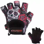 CLEARANCE 50% OFF! Contraband Pink Label 5237 Sugar Skull Lifting Gloves (PAIR)