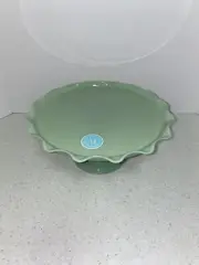 Martha Stewart Jadeite Highbrook 11" Cake Stand Handmade Ruffle Trim