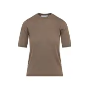 [Max Mara] Max Mara-Brown Gerico Ss Knit Wool T-Shirt-Donna M STAND