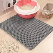 Pet Cat Litter Mat Double-Layer Sand Cat Mats for Cat Litter box Large Size Foldable Non-slip Waterproof Pet Bed Easy Clean Foldable Trapper Mats (Gray)