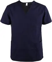 [JONATHAN UNIFORM] Men's V Neck Scrub Tunic Tops with 3 Pockets Tunic Workwear