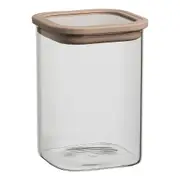 Ecology Store Square 1.1L/15cm Glass Canister w/ Lid Container Storage Clear
