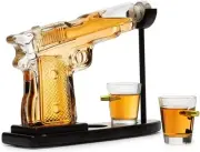 Gun-Shaped Whiskey Decanter Set with Bullet Handle Shot Glasses – Unique Gift