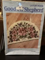Vtg Good Shepherd Rose Bouquet Latch Hook Kit W Tool 20x34 SEMI Circle Rug