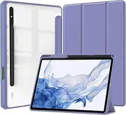 Case for Samsung Galaxy Tab S9 Ultra, [Stand Function] Soft TPU Smart Case with Auto Sleep Wake, Clear Acrylic Anti-Scratch Case for Samsung Galaxy Tab S9 Ultra Purple