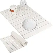 OWATRKDEY Stone Drying Mat Kitchen,Dish Drying Mat Super Absorbent Eco-Friendly Absorbent Diatomaceous Earth Mats Suitable for Kitchen, Table Any Countertop (White, 23.5×15inch)