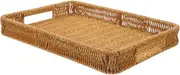 OKUMEYR Multipurpose Imitation Rattan Tray Skincare and Snack Storage for Bathroom Table Compact Design for Organizing Cosmetics and Trinkets Decor