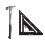 Stiletto Claw Hammers With Curved Handle with 7" Carpenter Square (2-Piece)