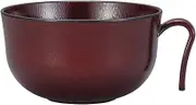 Miyamoto Sangyo 4512951125702 Clean Coated Soup Bowl with Handle, Wood Grain, Red Storage, Medium