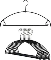 Mawa by Reston Lloyd Euro Ultra Light/Thin Series, Non-Slip Space-Saving Clothes Hanger with Bar & Hooks for Pants and Skirts, Style 42/PTU, Set of 10, Black