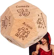 Date Night Dice, Couples Food Decision Dice, 1.18x1.18x1.18 Inches Wooden Dinner Dices for Dating, Birthday, Christmas, and Valentine's Day, Stocking Stuffer, Wood