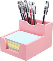 Pink Sticky Note Holder, Silicone Memo Holder with Pen or Card Slots, Sticky Note Dispenser, Fits 3x3 Inches Sticky Notes, Post It Note Dispenser for Office Desk Accessories