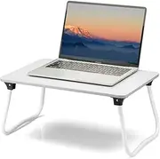 Laptop Bed Desk, Foldable Lap Desk, Portable Lap Table, Bed Table, Laptop Stand, Lightweight & Mini Table for Breakfast/Picnic/Drawing/Couch/Floor - White
